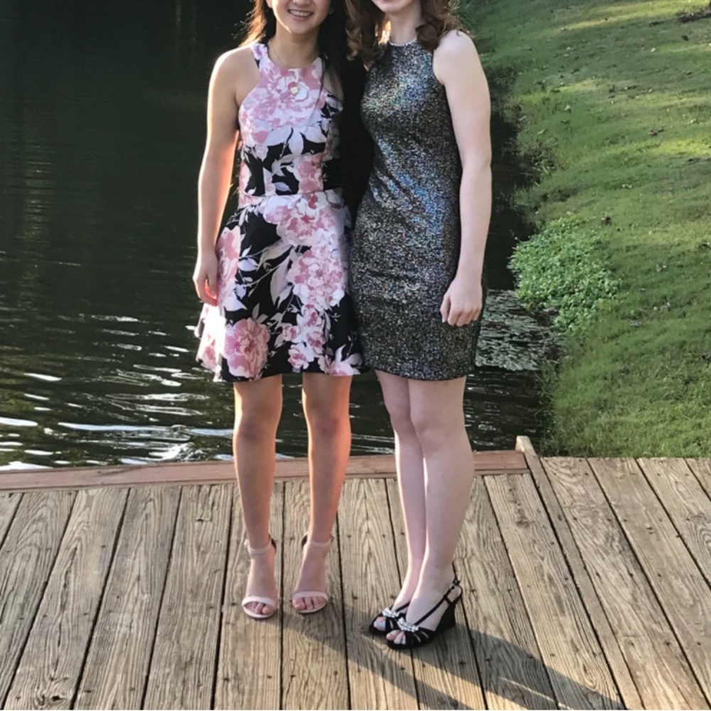 Black and Silver Glitter Mini Dress